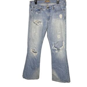 Vintage ABERCROMBIE & FITCH Jeans Flare Low Rise Distressed Y2K 90s Womens 10R